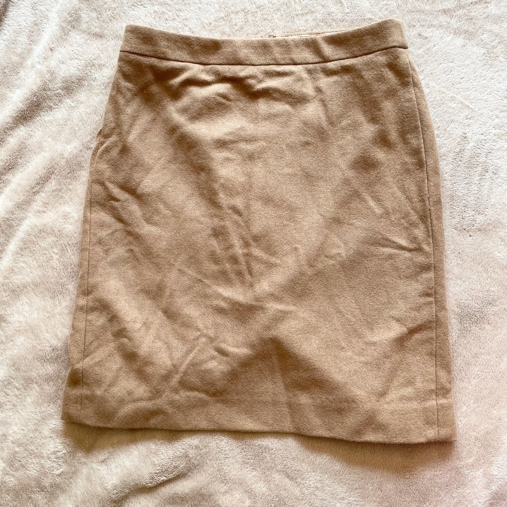 J. Crew pencil skirt Tan wool lined straight